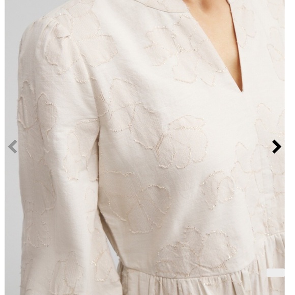 Chicos Jacquard Tiered V Neck Pockets Stretch Soft Lightweight Knee Length Dress - Picture 16 of 16